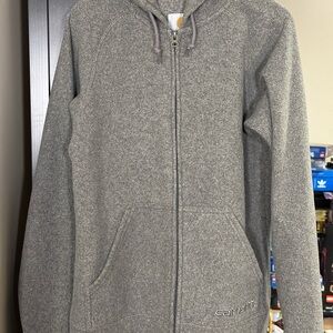 Carhartt Women’s Grey Zipped Hooded Boyne Fleece Sweatshirt Size Medium (8/10)
